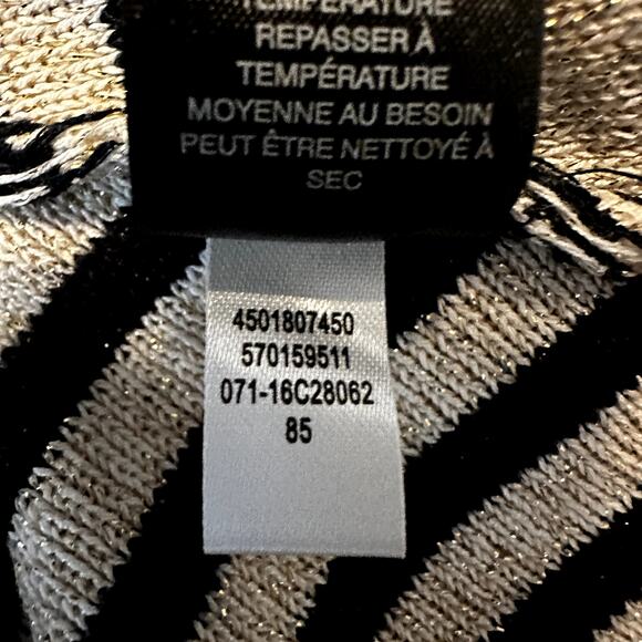 Chico's Travelers Collection Striped Cardigan Pockets Dolman Black White L - Picture 4 of 5